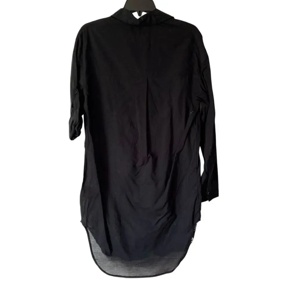 Badgley Mischka NWTs Black Embroidered Palm Tree Swim Coverup size XS